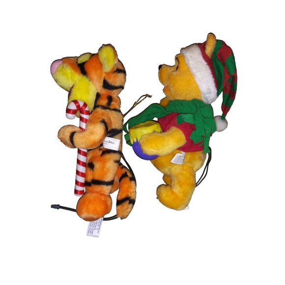 VTG Disney Winnie The Pooh and Tigger Santa's Best Plush Animated Ornament Lot - Picture 4 of 12
